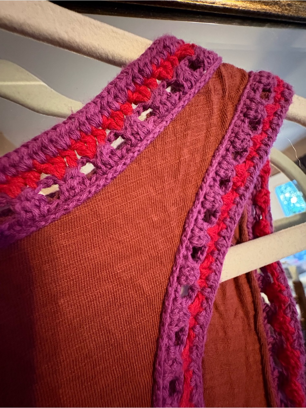 Natural Life Cotton Crochet Trim Tank Dress Rust NWT - Picture 7 of 10
